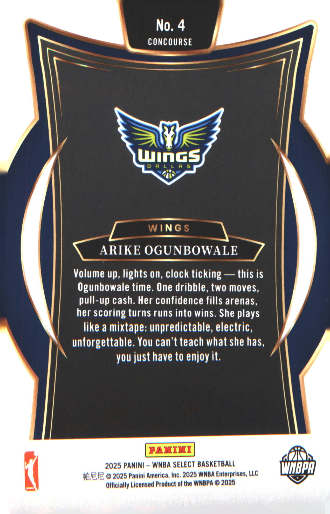 2025 Panini Select WNBA #4 Arike Ogunbowale