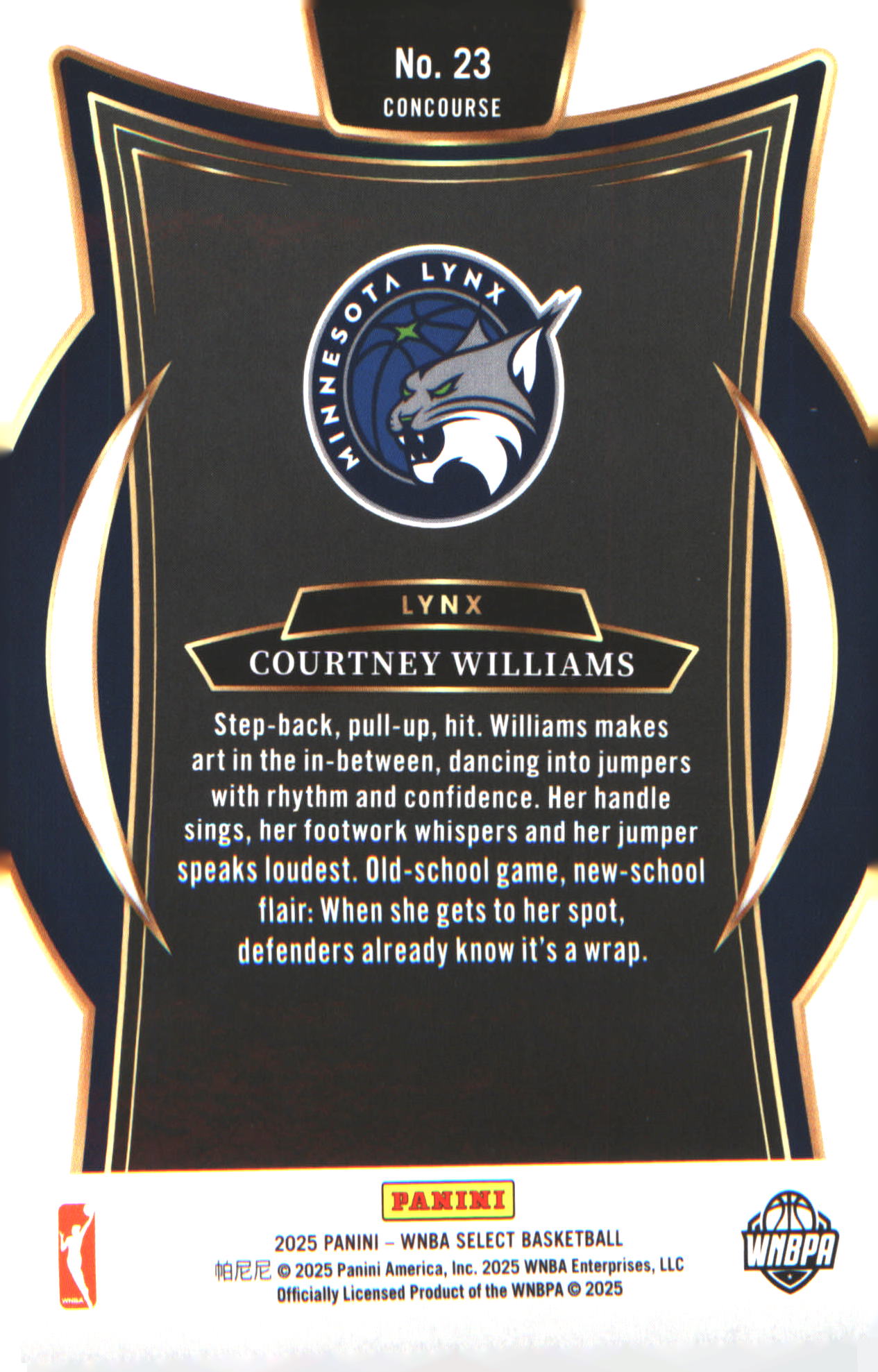2025 Panini Select WNBA #23 Courtney Williams