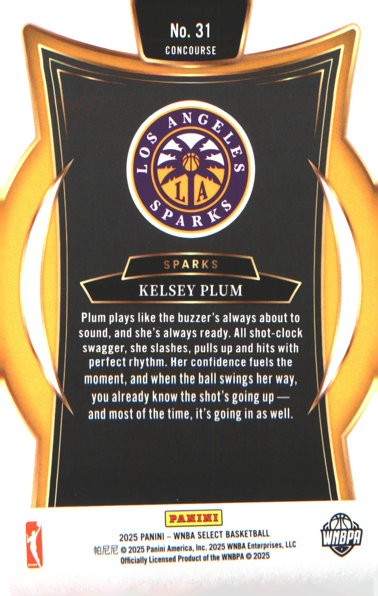 2025 Panini Select WNBA #31 Kelsey Plum