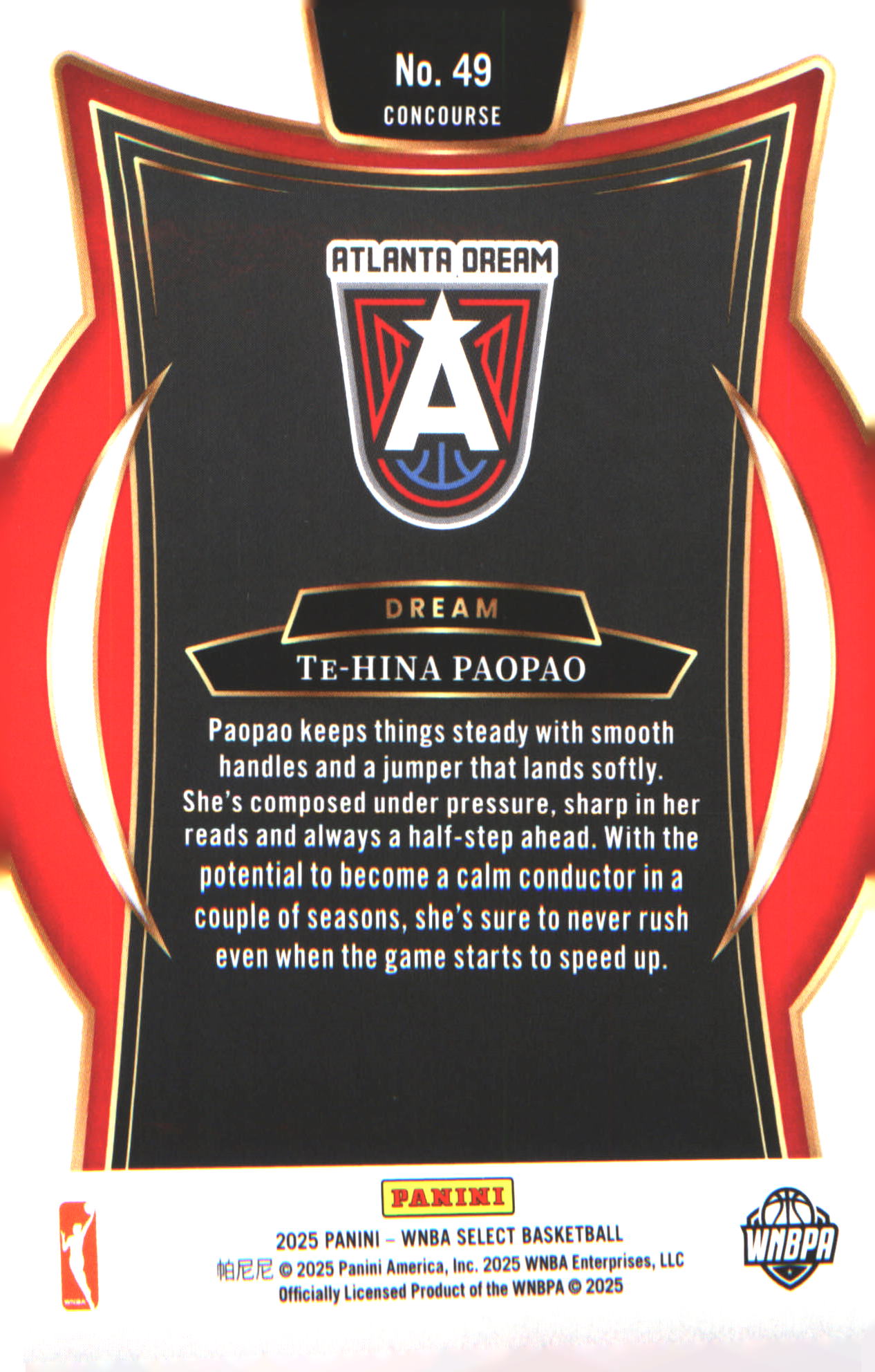 2025 Panini Select WNBA #49 Te-Hina Paopao Rookie RC