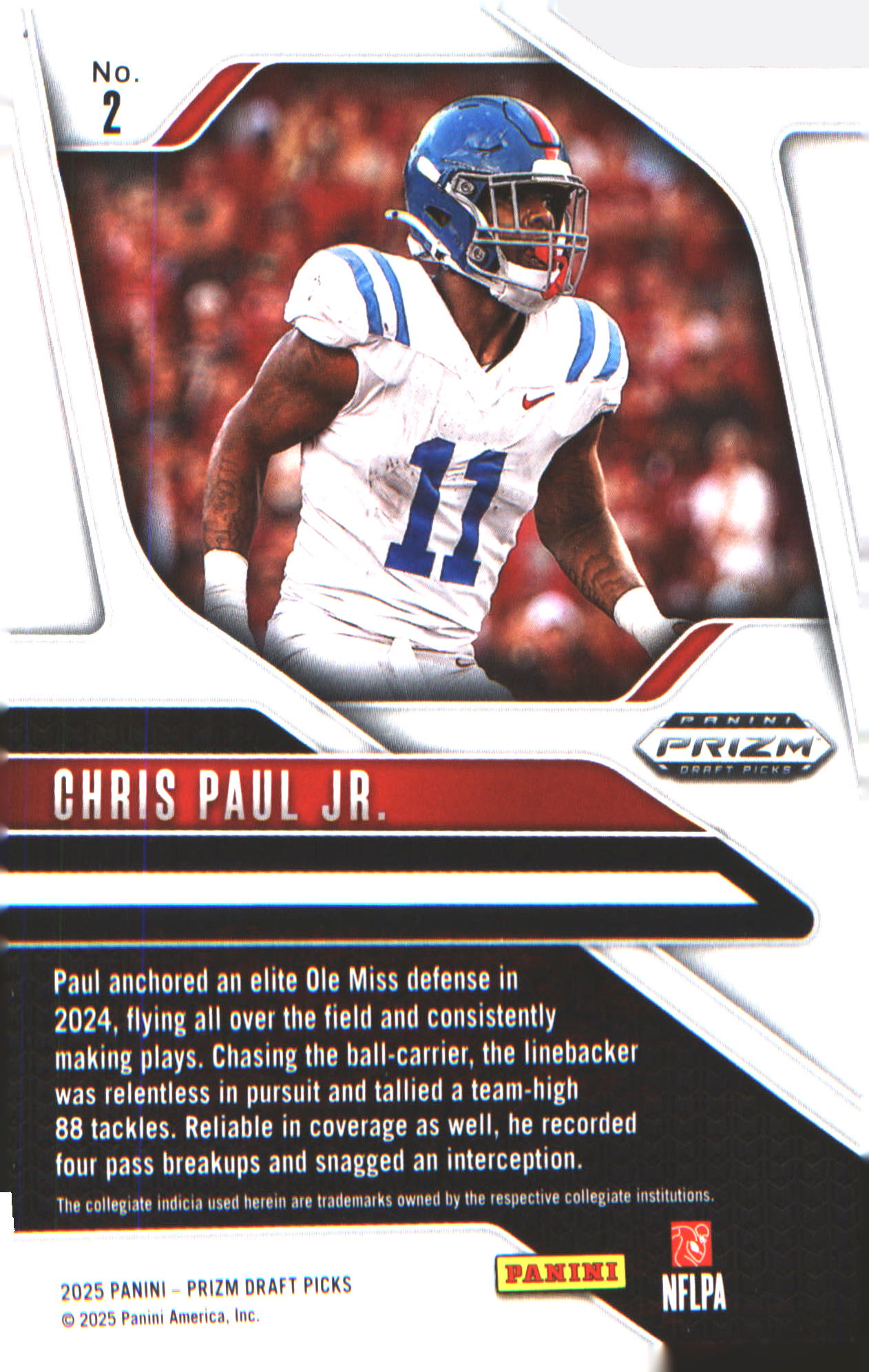 2025 Panini Prizm Draft Picks #2 Chris Paul Jr.