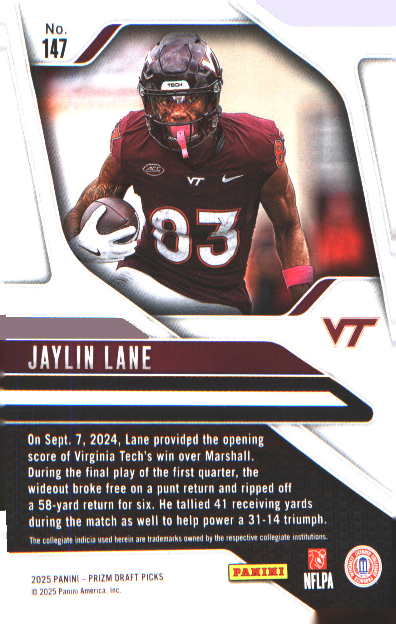 2025 Panini Prizm Draft Picks #147 Jaylin Lane