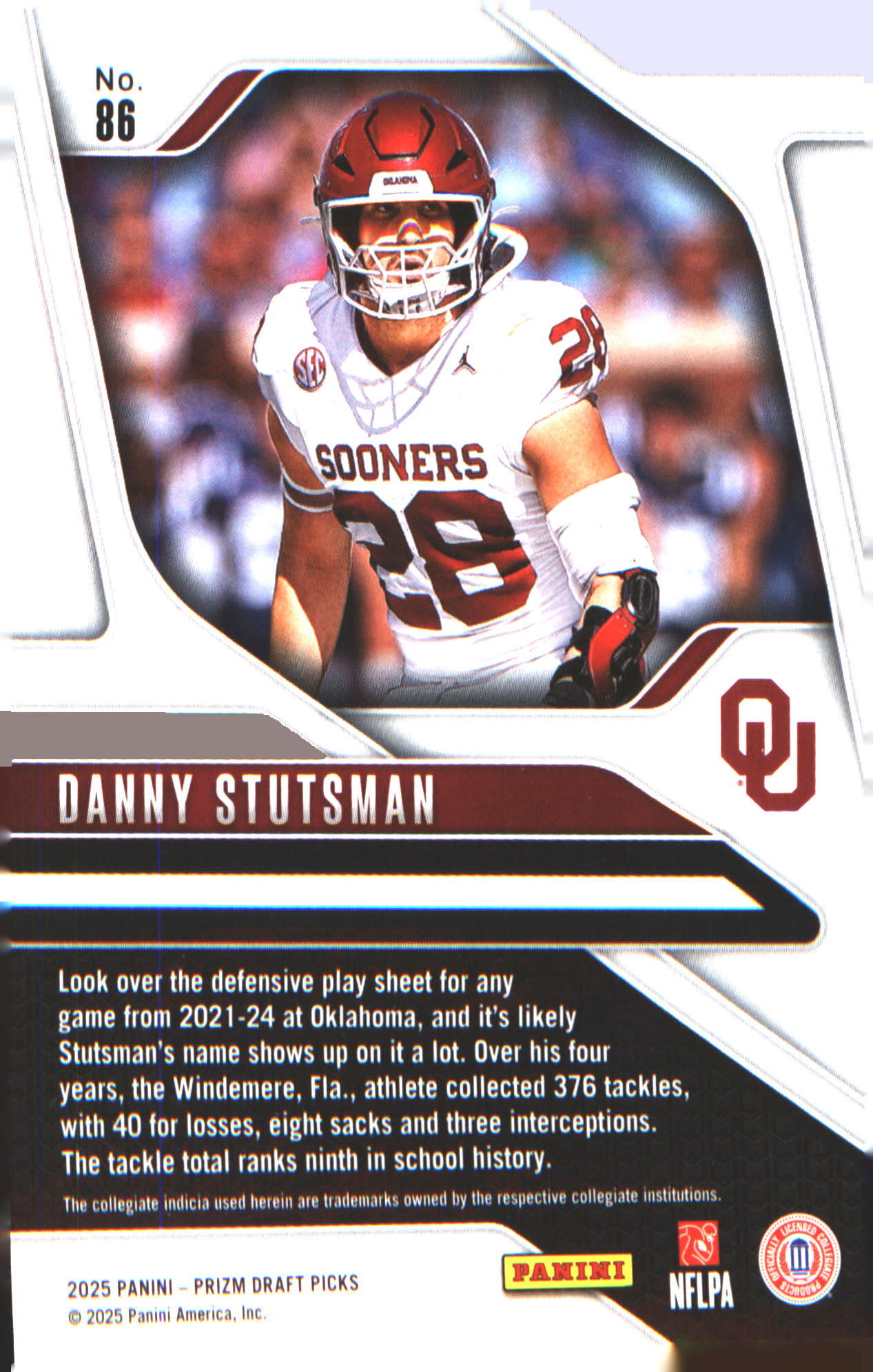 2025 Panini Prizm Draft Picks #86 Danny Stutsman