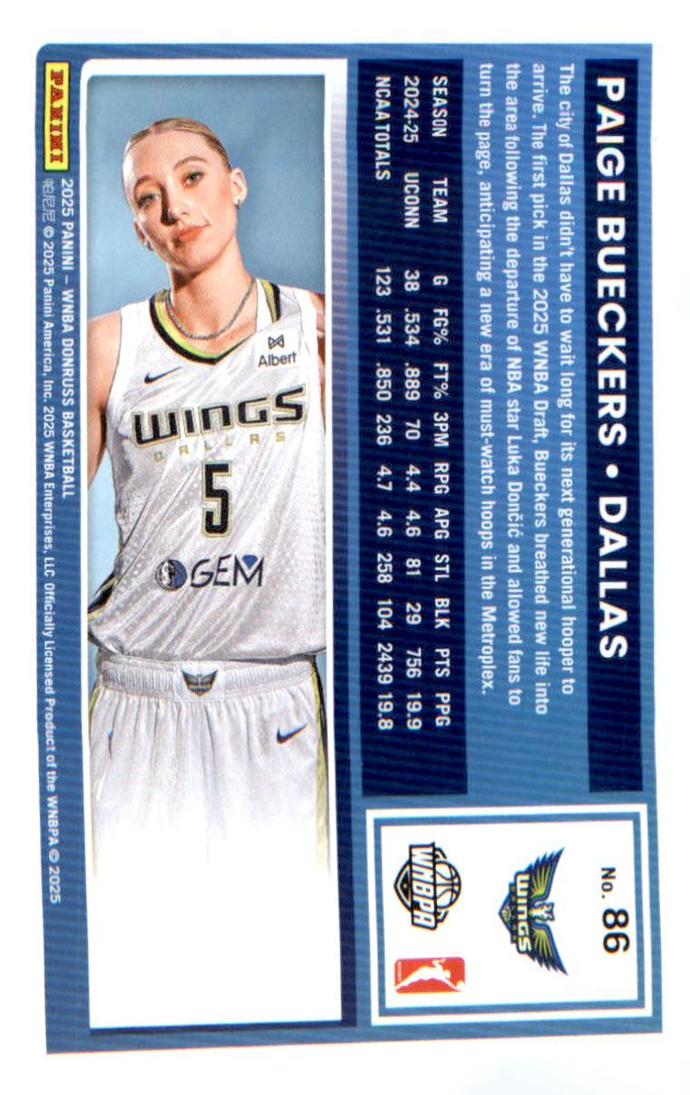 2025 Donruss WNBA #86 Paige Bueckers Rookie RC