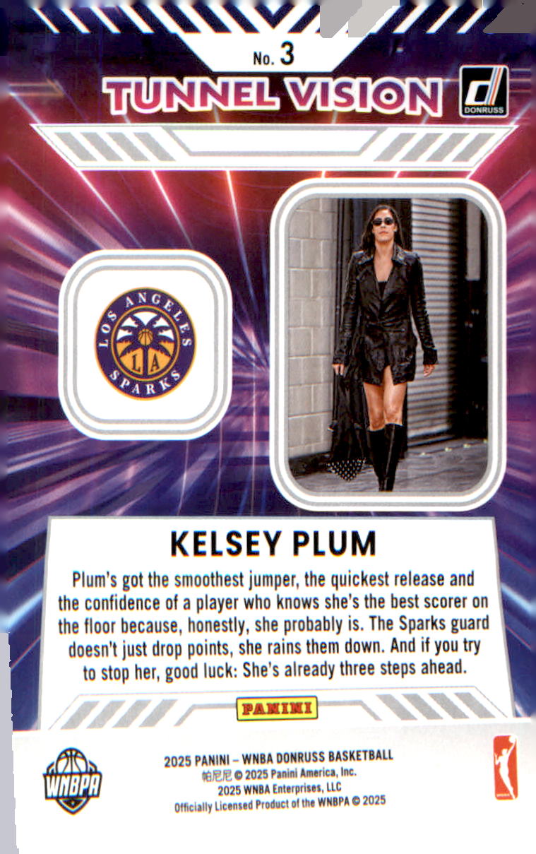 2025 Donruss WNBA Tunnel Vision #3 Kelsey Plum