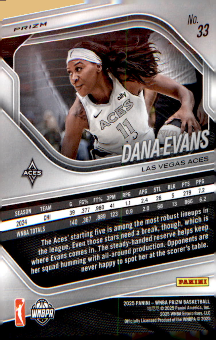 2025 Panini Prizm WNBA White Seismic Prizms #33 Dana Evans