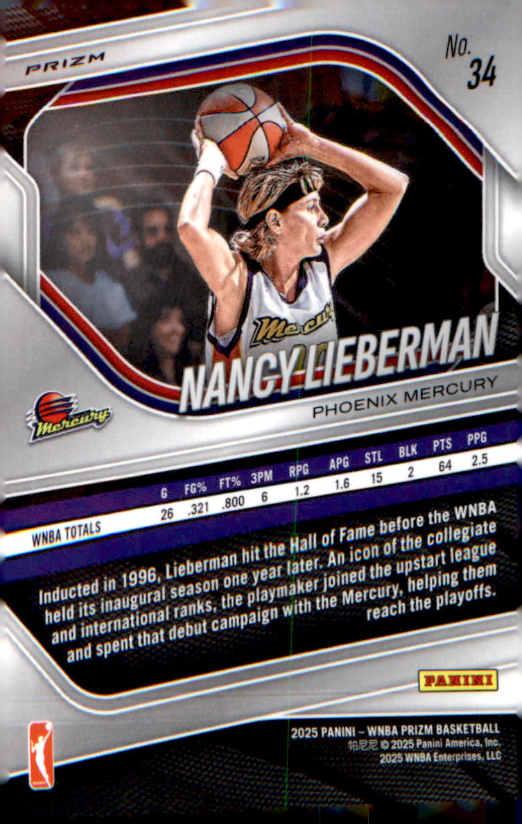 2025 Panini Prizm WNBA White Seismic Prizms #34 Nancy Lieberman