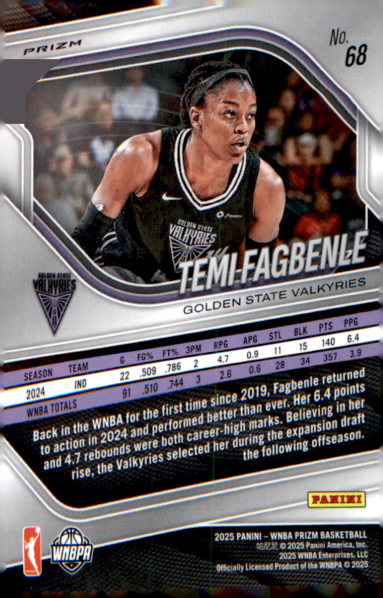 2025 Panini Prizm WNBA White Seismic Prizms #68 Temi Fagbenle