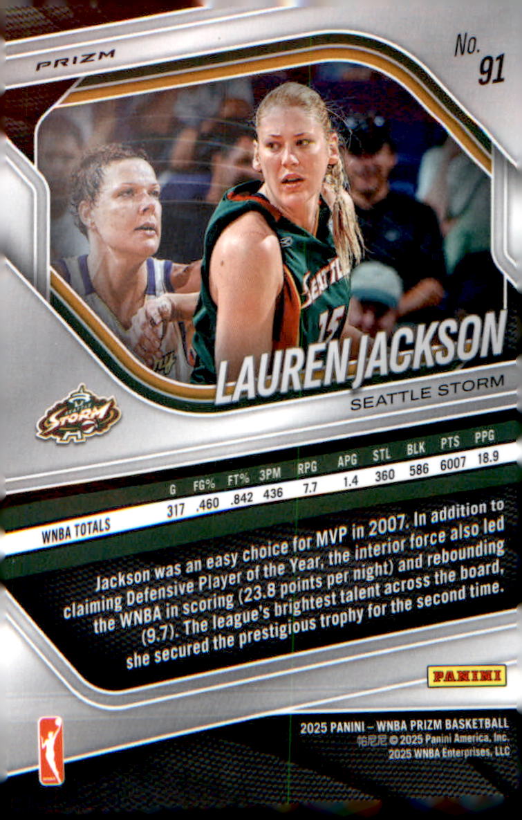 2025 Panini Prizm WNBA White Seismic Prizms #91 Lauren Jackson