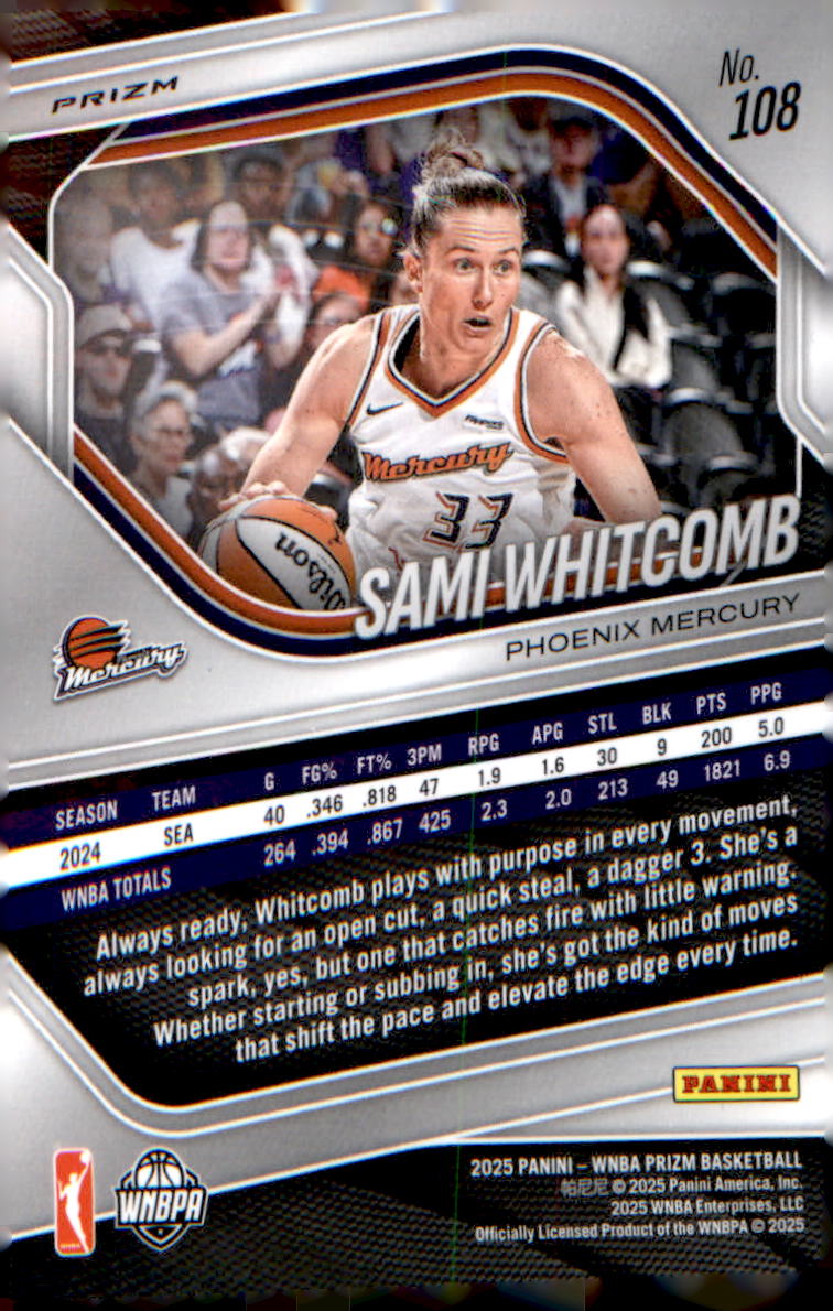2025 Panini Prizm WNBA White Seismic Prizms #108 Sami Whitcomb