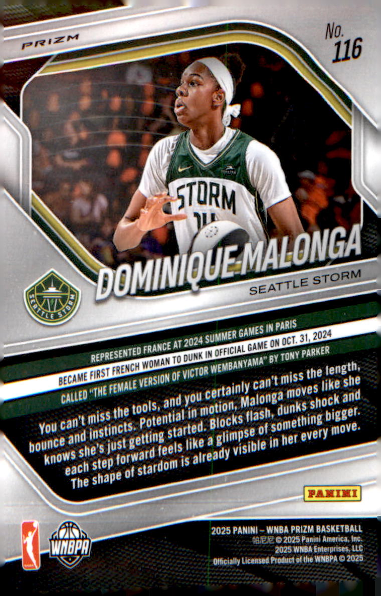 2025 Panini Prizm WNBA White Seismic Prizms #116 Dominique Malonga