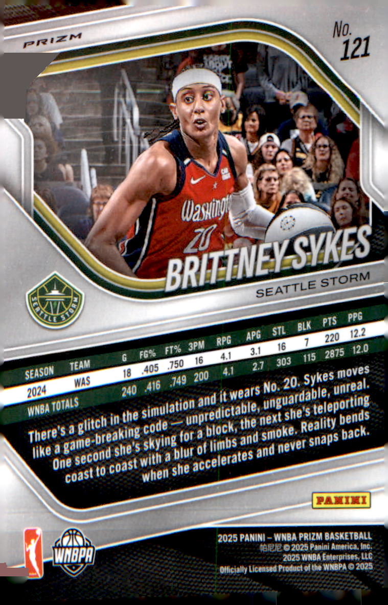 2025 Panini Prizm WNBA White Seismic Prizms #121 Brittney Sykes