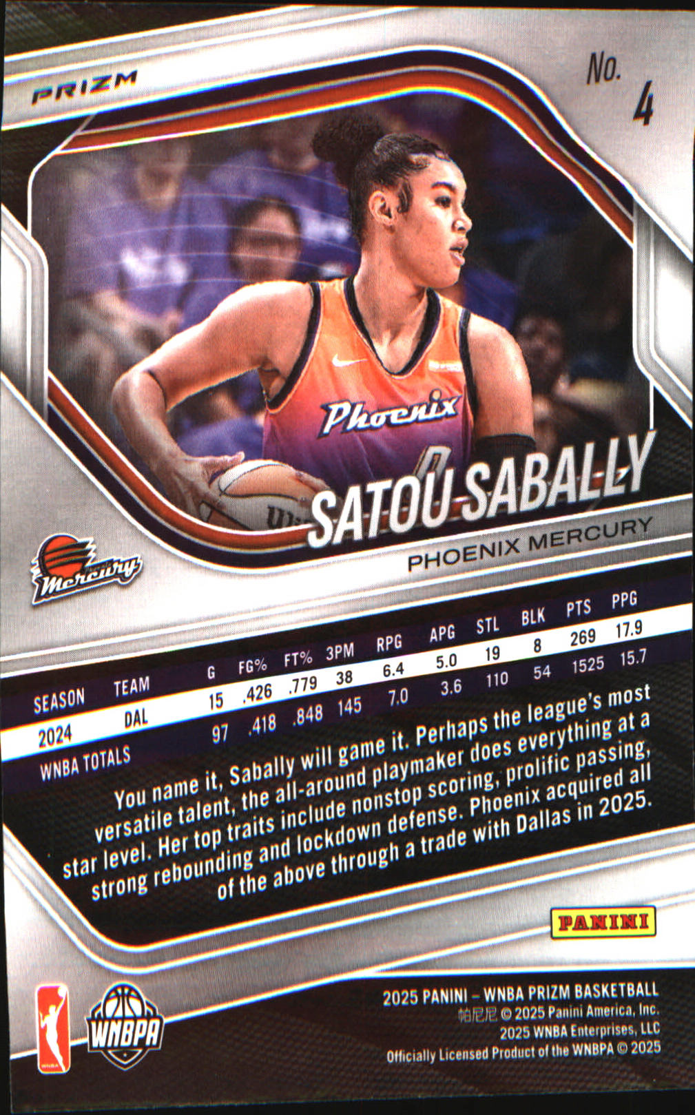 2025 Panini Prizm WNBA Green Prizms #4 Satou Sabally