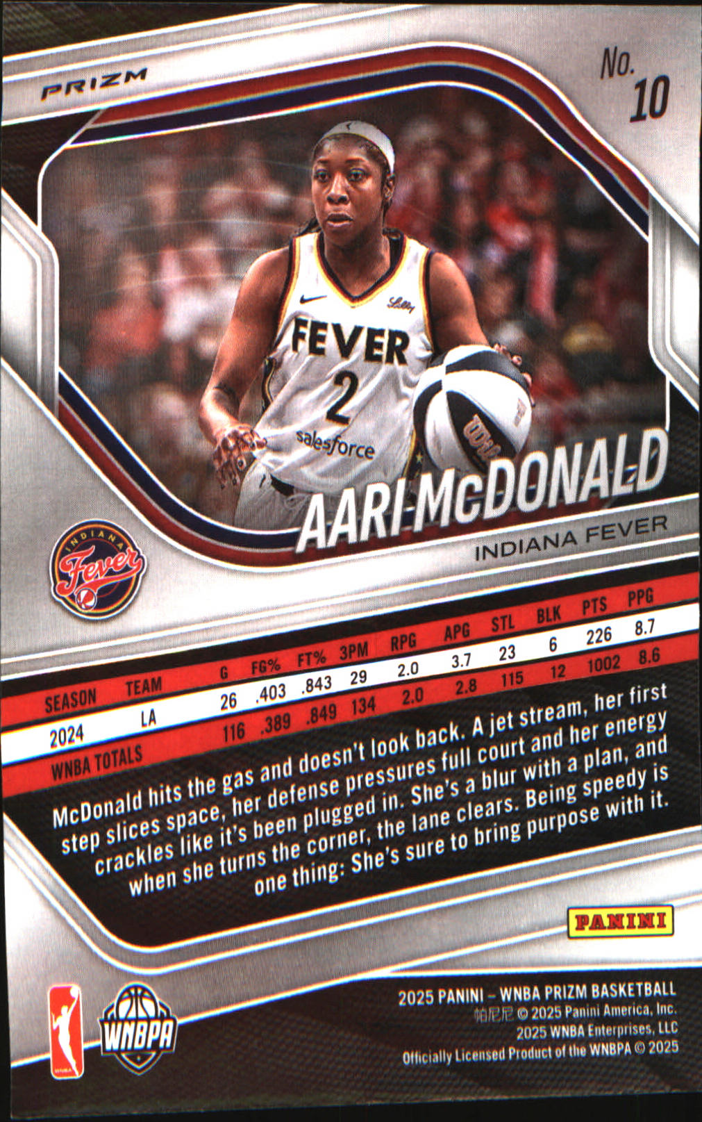 2025 Panini Prizm WNBA Green Prizms #10 Aari McDonald
