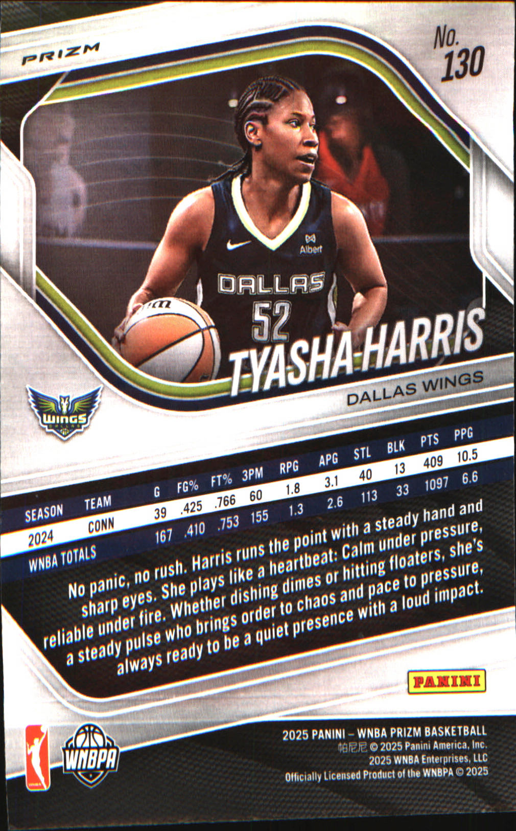 2025 Panini Prizm WNBA Green Prizms #130 Tyasha Harris