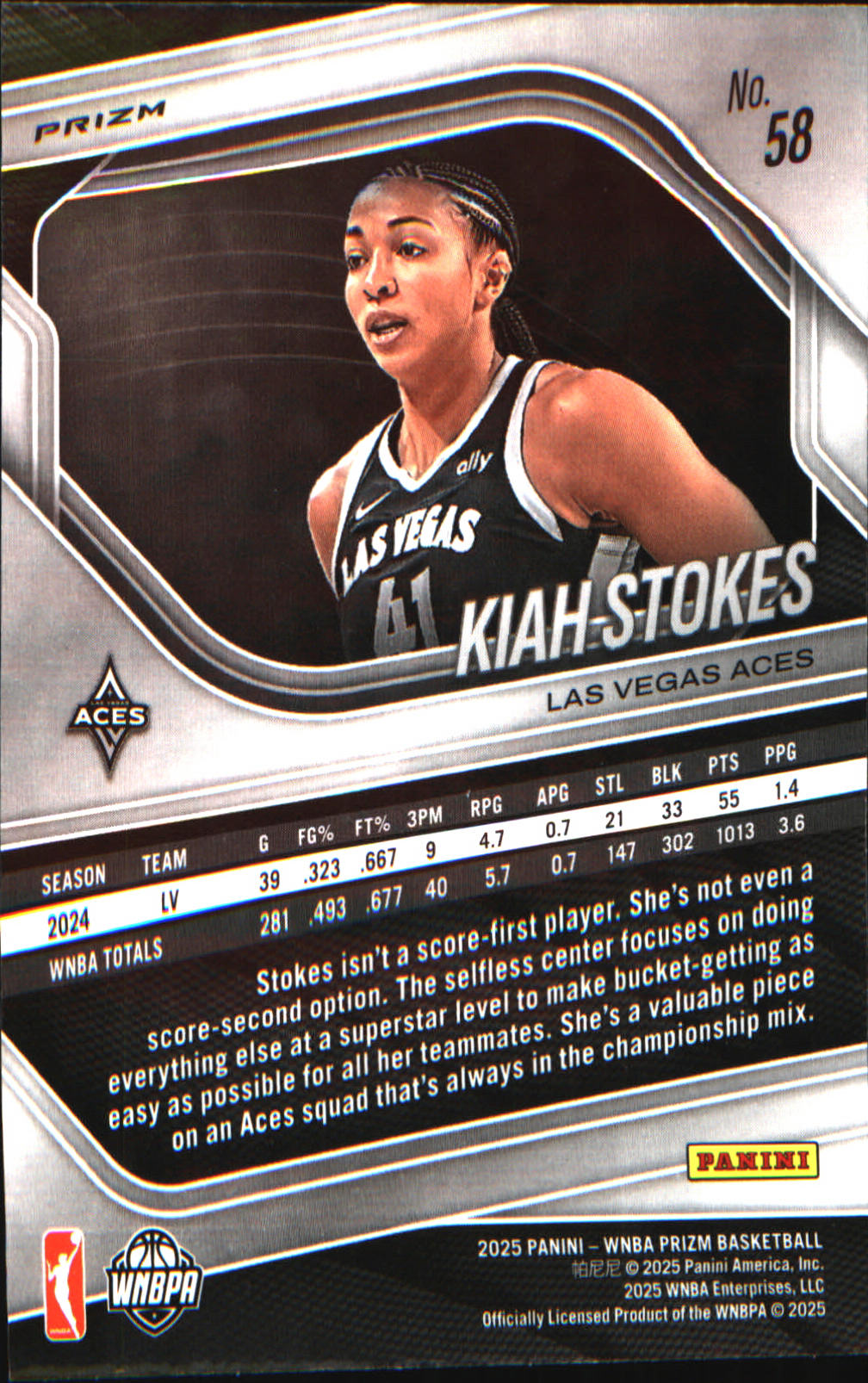 2025 Panini Prizm WNBA Blue Velocity Prizms #58 Kiah Stokes