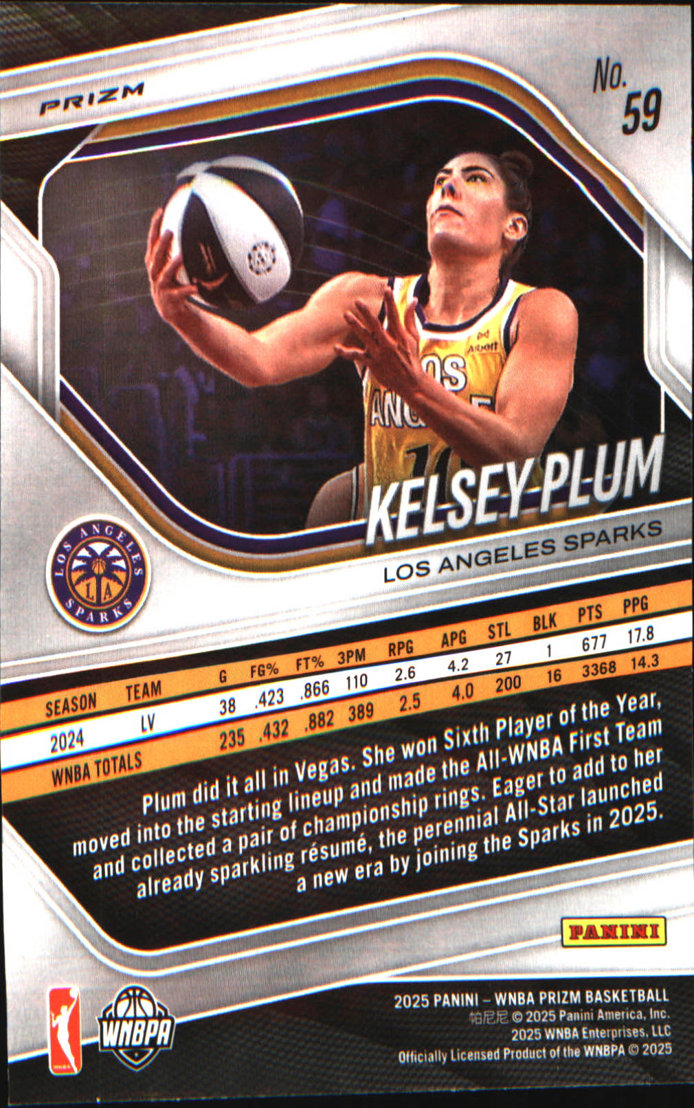 2025 Panini Prizm WNBA Blue Velocity Prizms #59 Kelsey Plum
