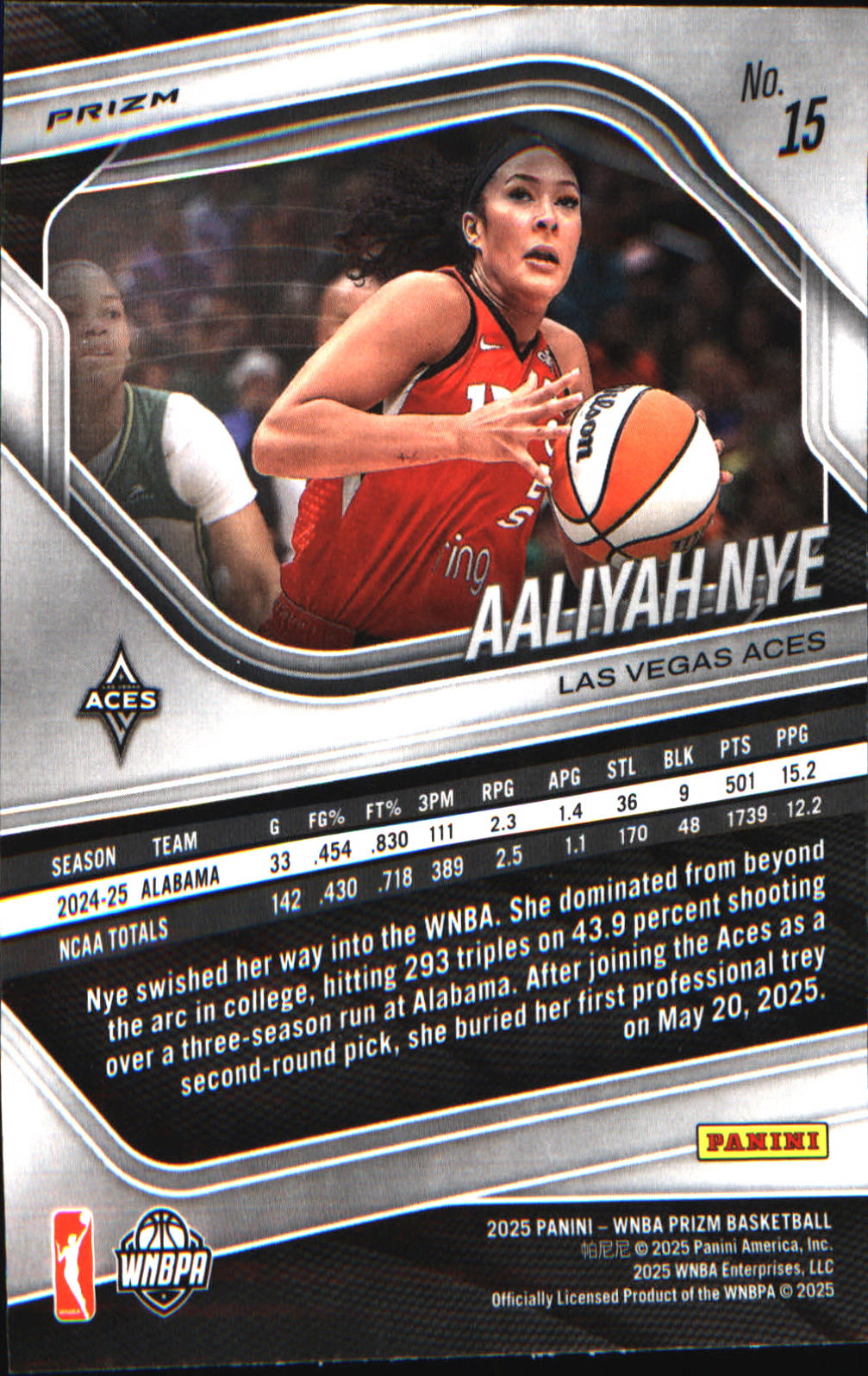 2025 Panini Prizm WNBA Ice Prizm #15 Aaliyah Nye