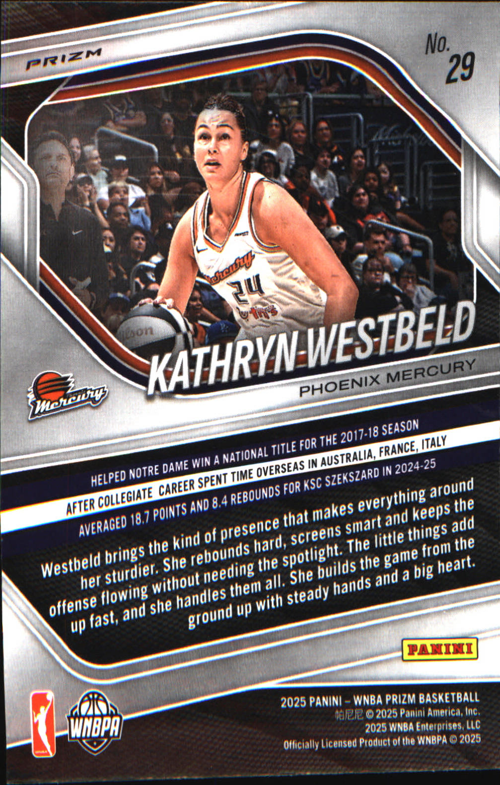 2025 Panini Prizm WNBA Ice Prizm #29 Kathryn Westbeld