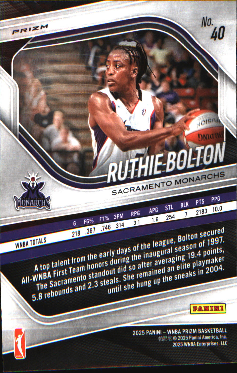 2025 Panini Prizm WNBA Ice Prizm #40 Ruthie Bolton