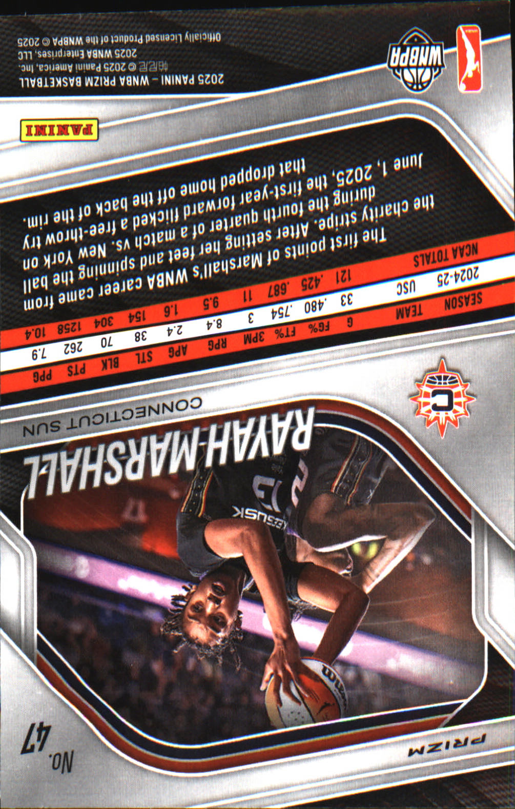 2025 Panini Prizm WNBA Ice Prizm #47 Rayah Marshall
