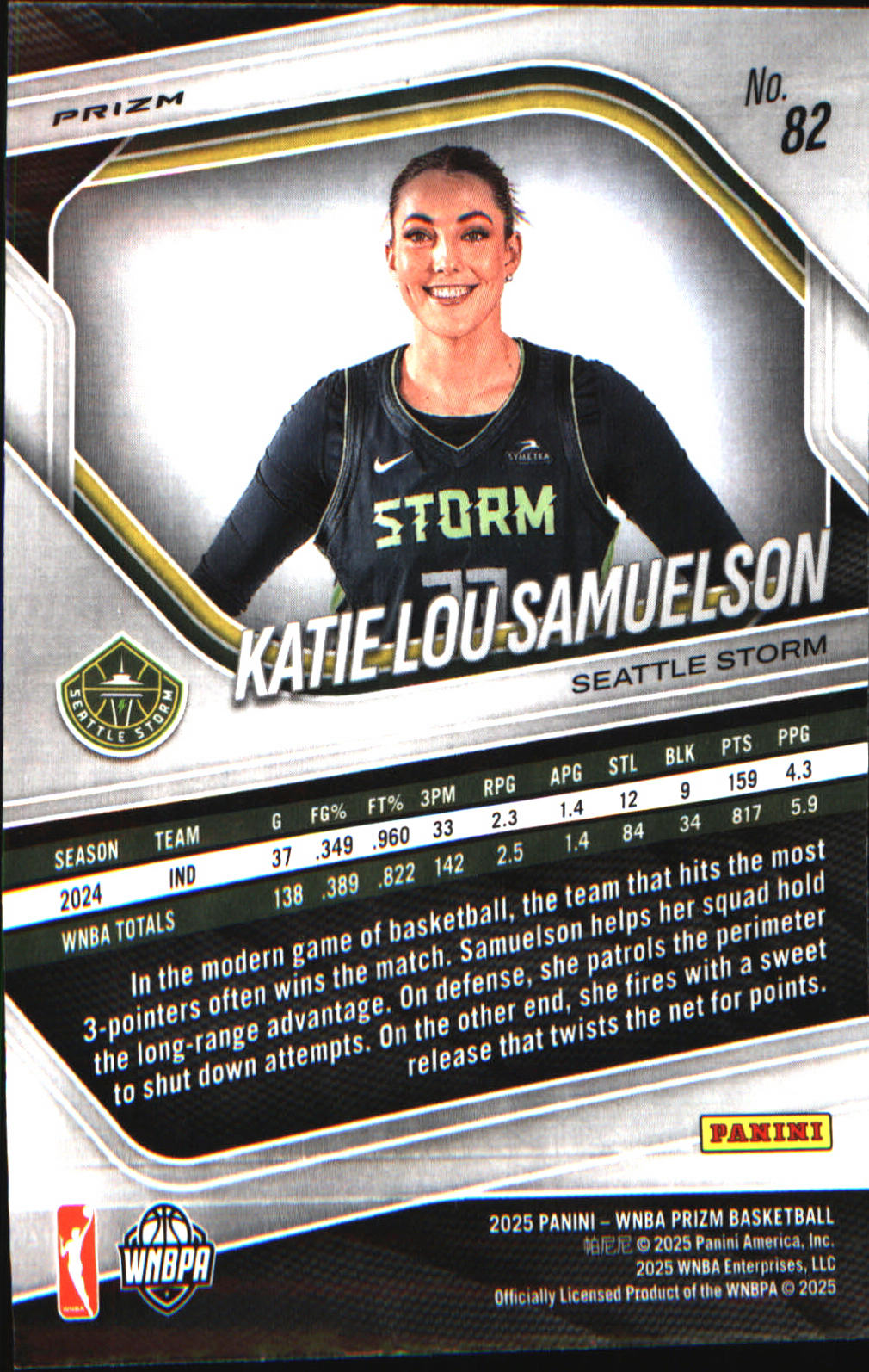 2025 Panini Prizm WNBA Ice Prizm #82 Katie Lou Samuelson