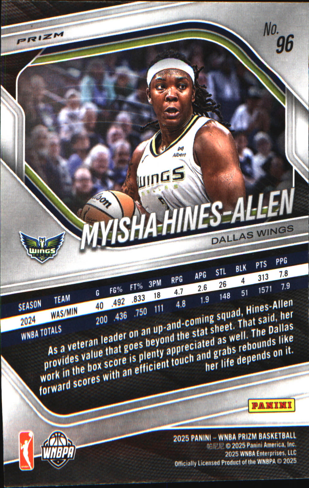 2025 Panini Prizm WNBA Ice Prizm #96 Myisha Hines-Allen