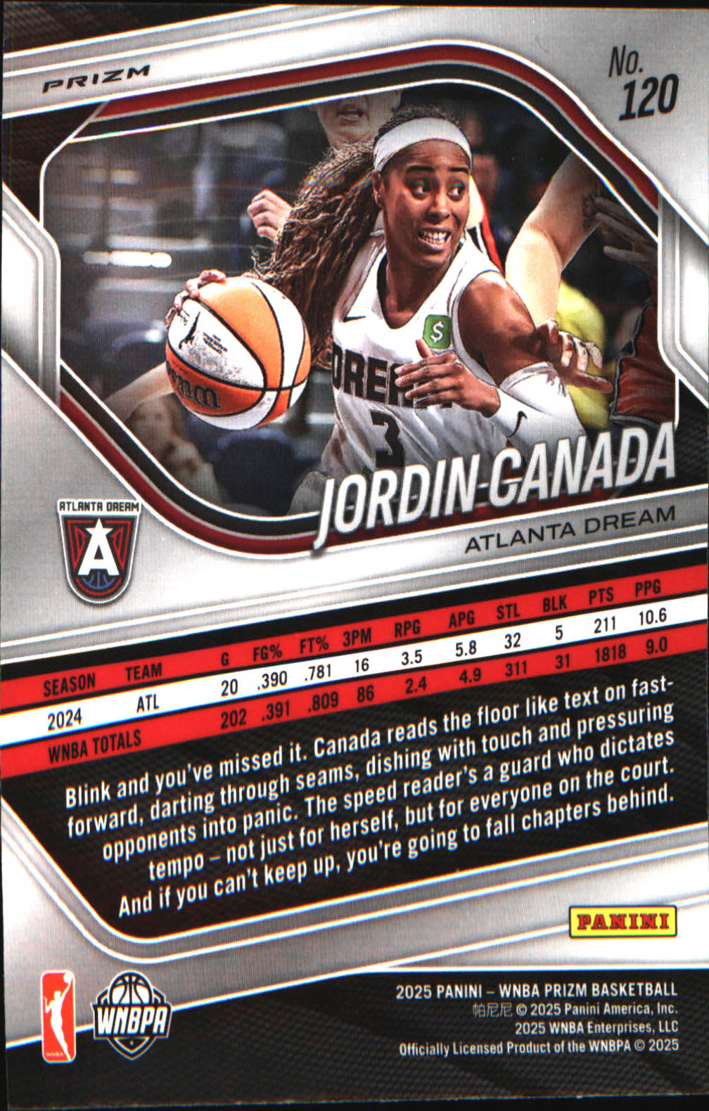 2025 Panini Prizm WNBA Ice Prizm #120 Jordin Canada
