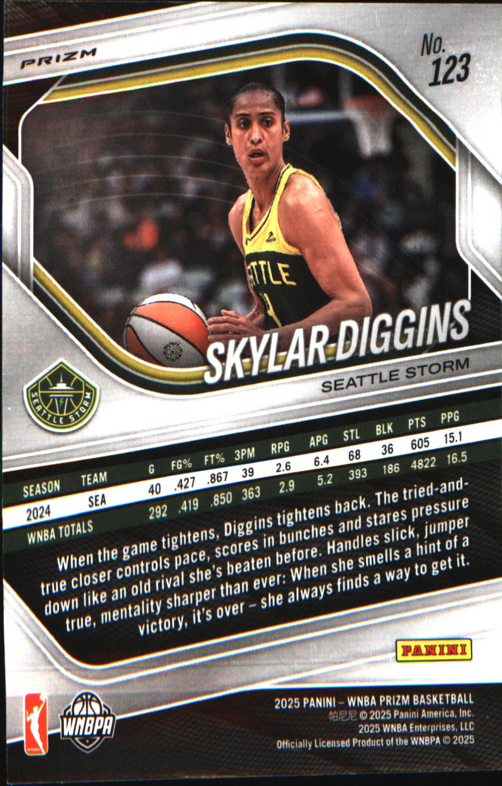 2025 Panini Prizm WNBA Ice Prizm #123 Skylar Diggins