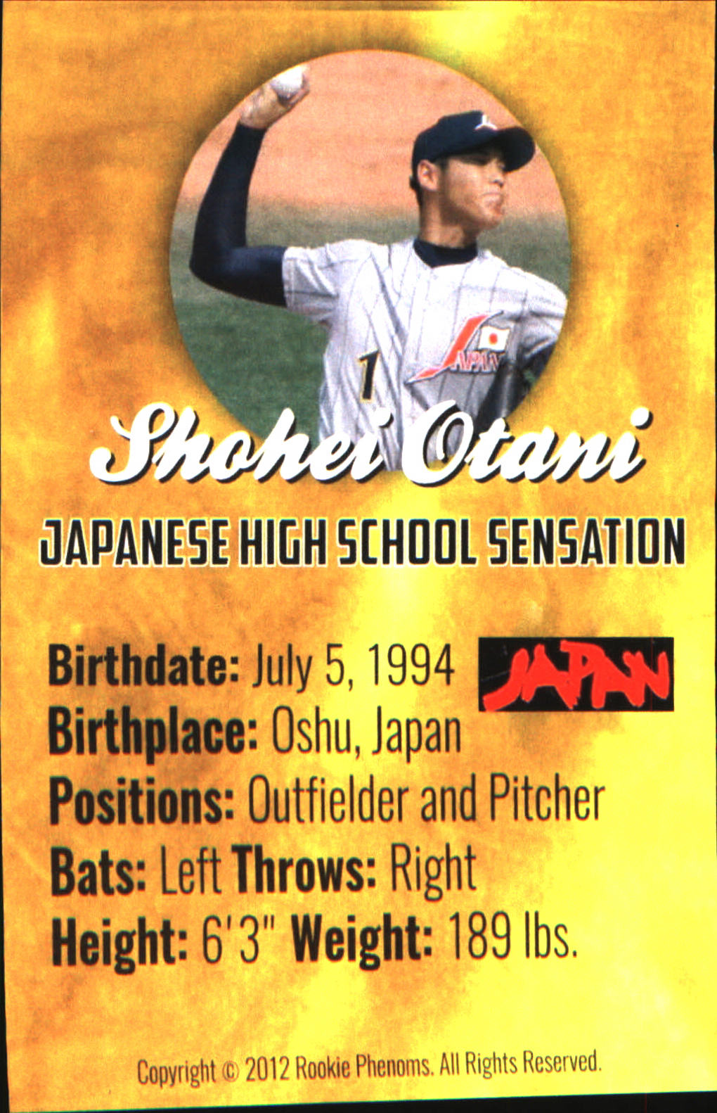 2012 Rookie Phenoms High School Sensation - Batting Gold #nno Shohei Otani