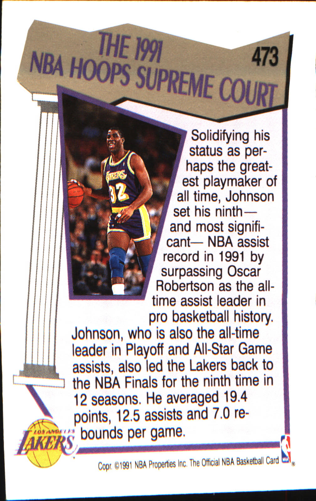 1991-92 Hoops #473 Magic Johnson