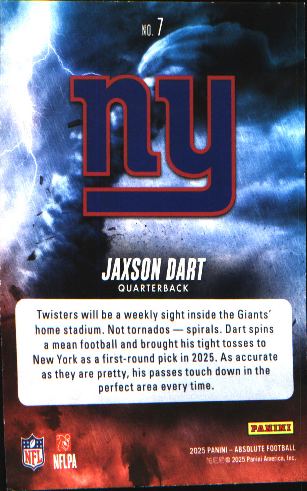 2025 Panini Absolute By Storm #7 Jaxson Dart