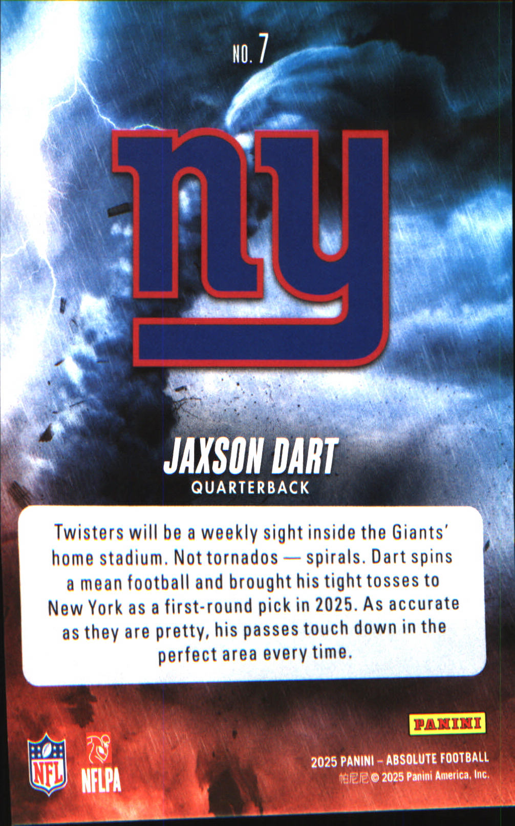 2025 Panini Absolute By Storm #7 Jaxson Dart