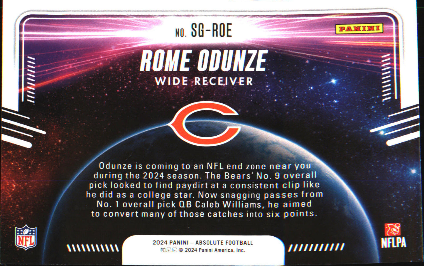 2024 Panini Absolute Star Gazing #SG-ROE Rome Odunze
