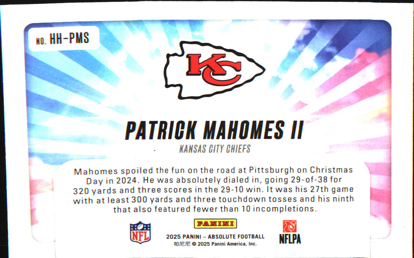 2025 Panini Absolute Hog Heaven #HH-PMS Patrick Mahomes II