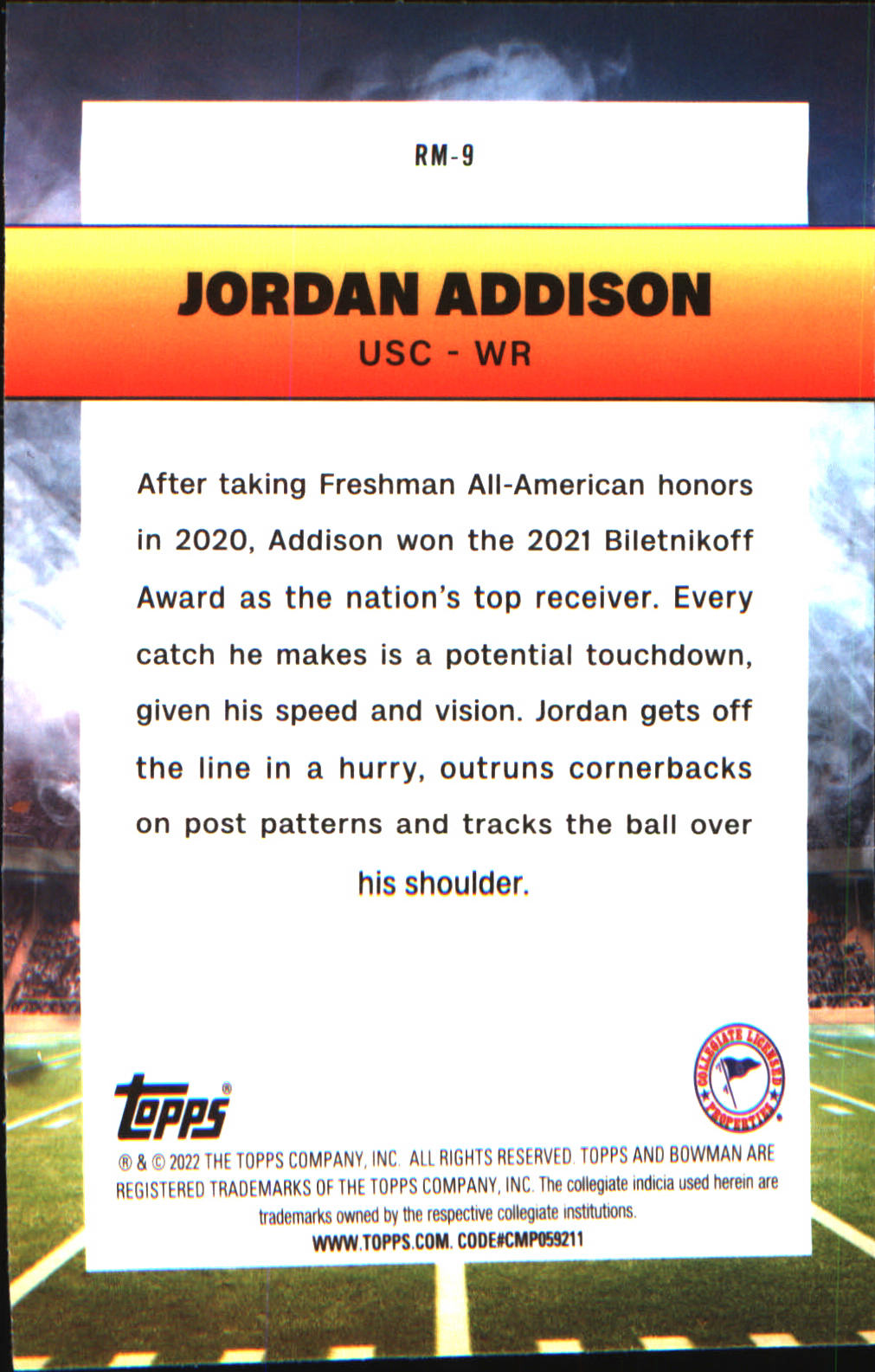 2022 Bowman University Chrome Ramblin' Man #RM-9 Jordan Addison