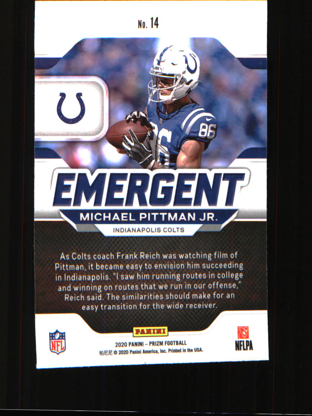 2020 Panini Prizm Emergent #14 Michael Pittman Jr.