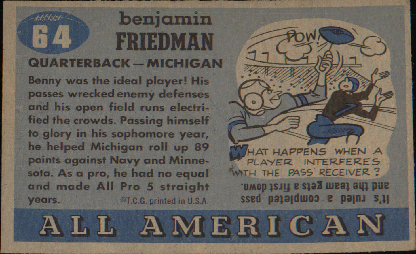 1955 Topps All-American #64 Benny Friedman