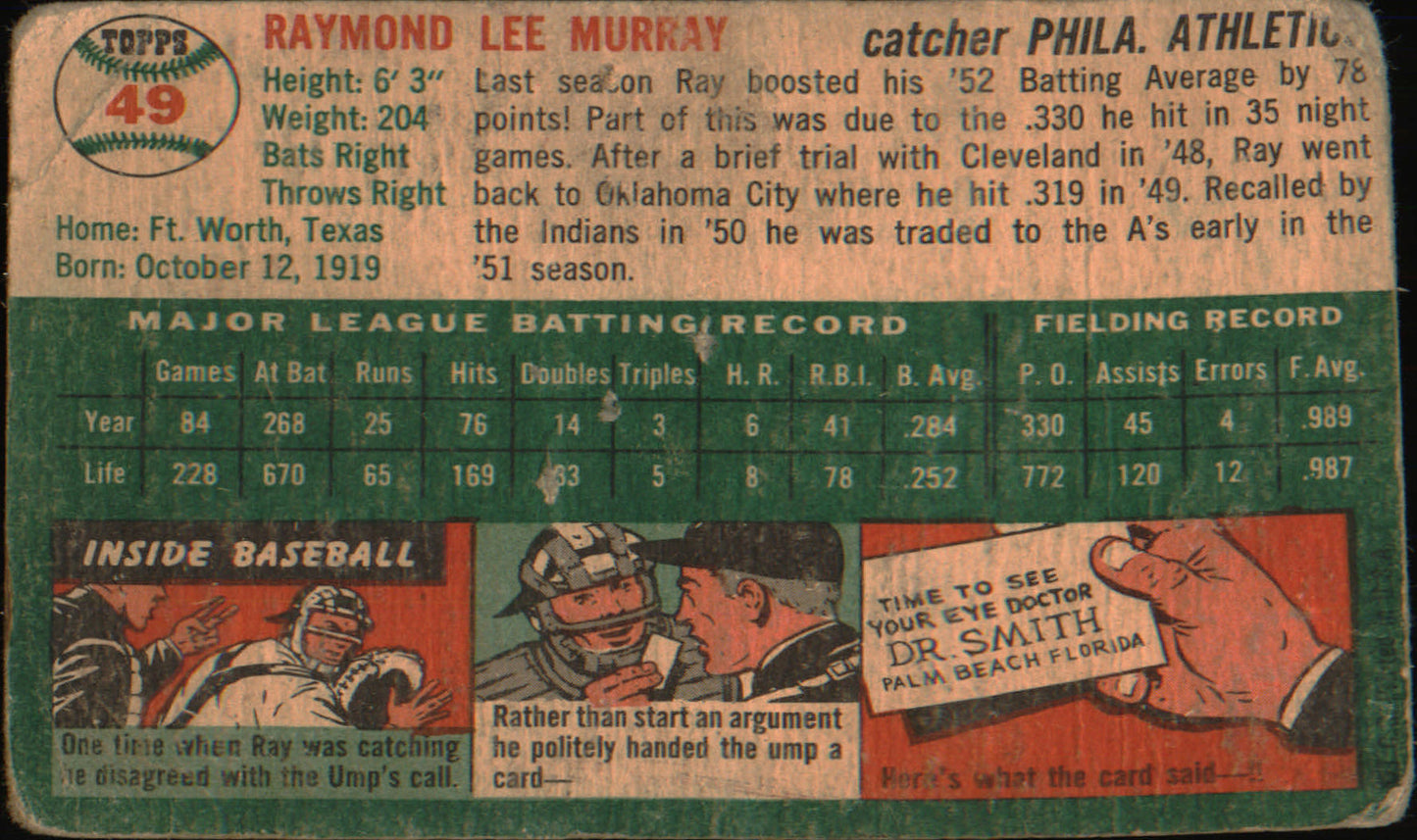 1954 Topps Canadian #49 Ray Murray