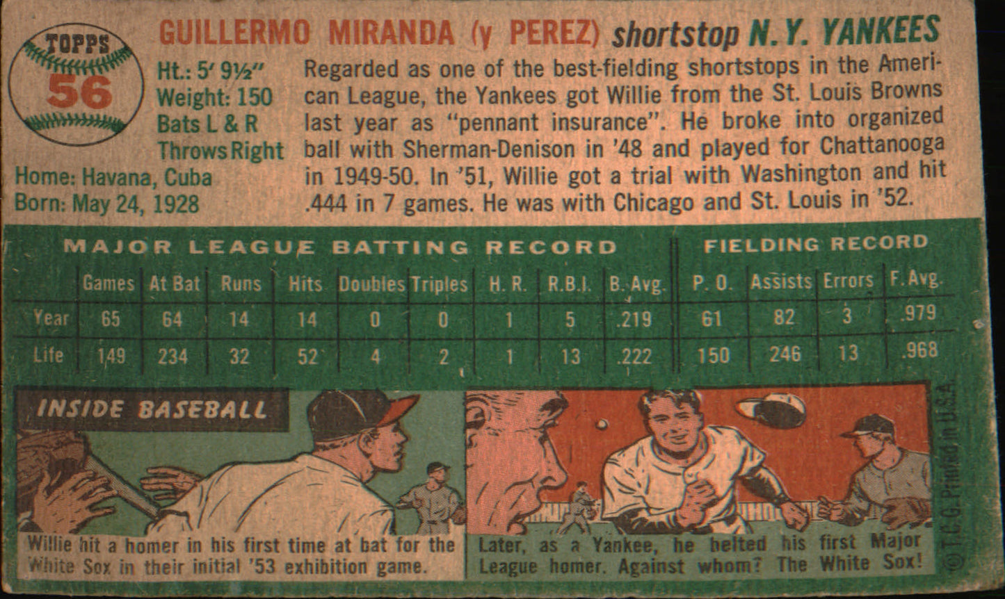 1954 Topps #56 Willie Miranda