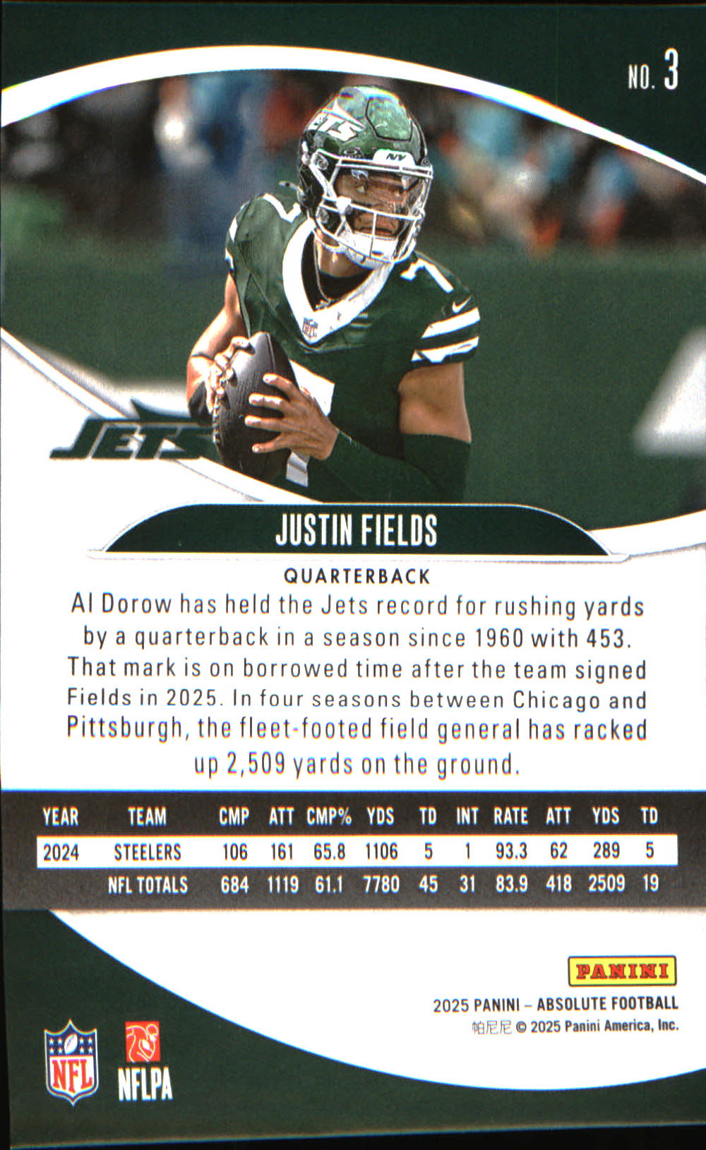 2025 Panini Absolute Countdown Calendar #3 Justin Fields