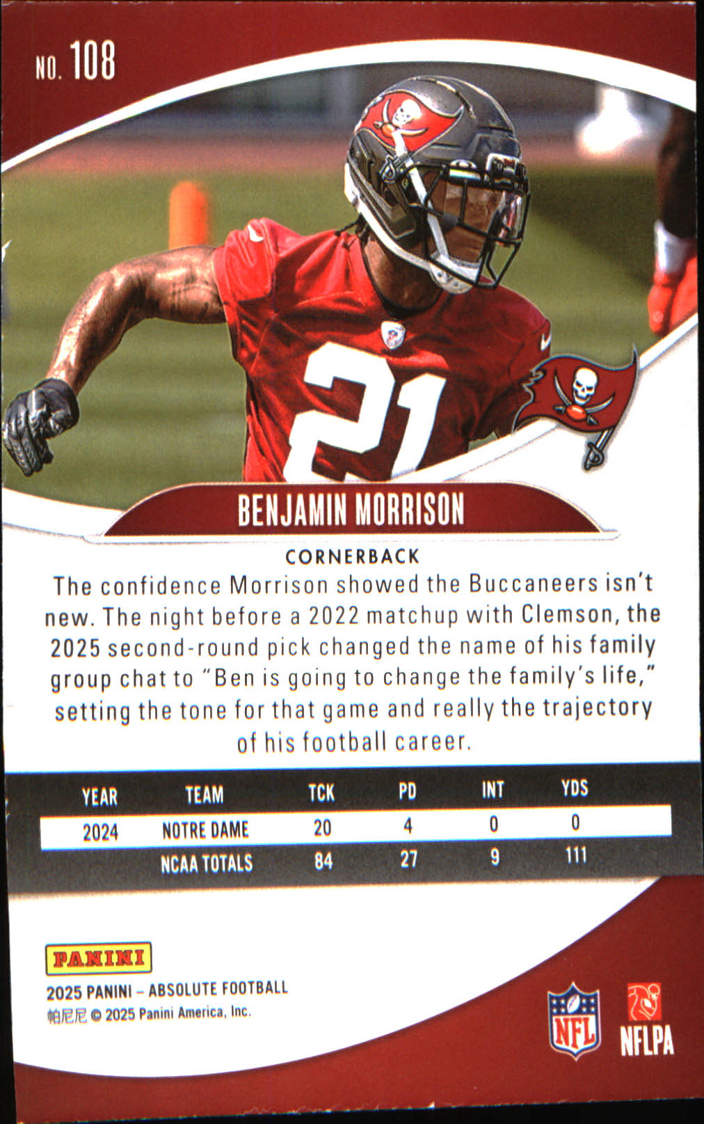2025 Panini Absolute Countdown Calendar #108 Benjamin Morrison
