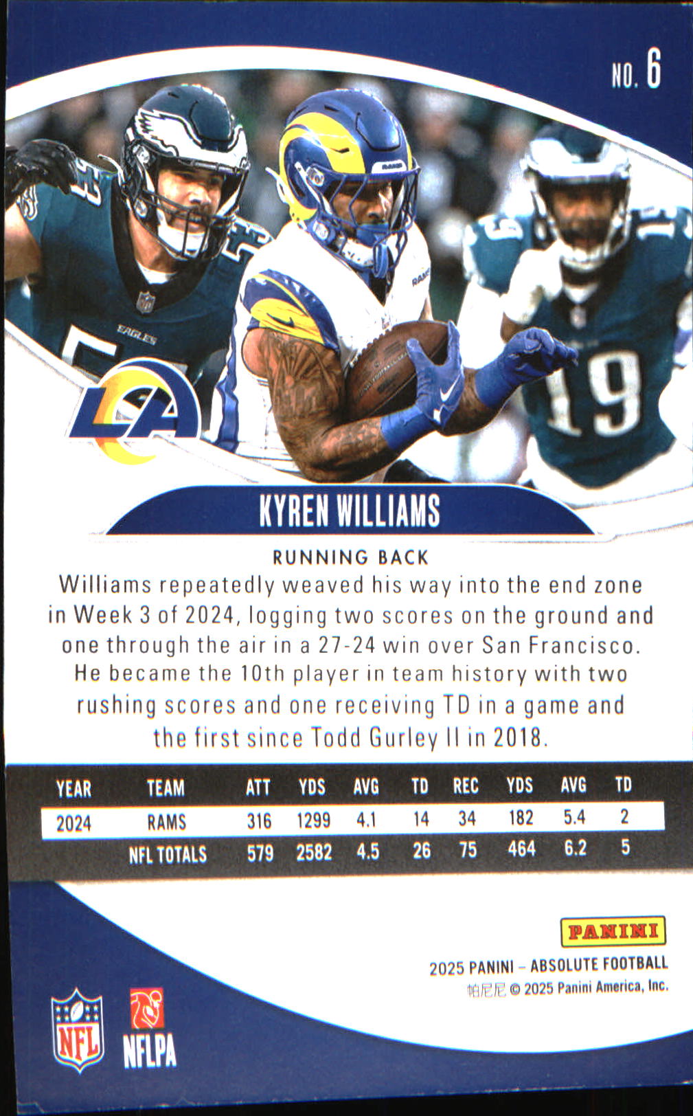 2025 Panini Absolute Retail #6 Kyren Williams
