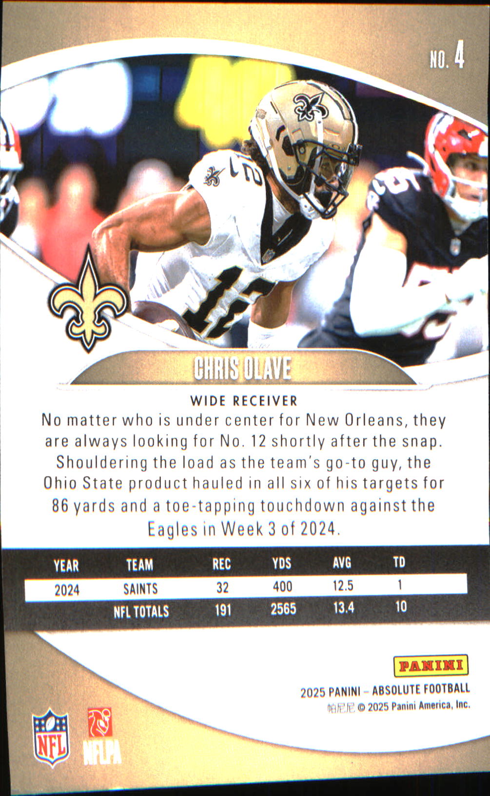 2025 Panini Absolute Retail #4 Chris Olave