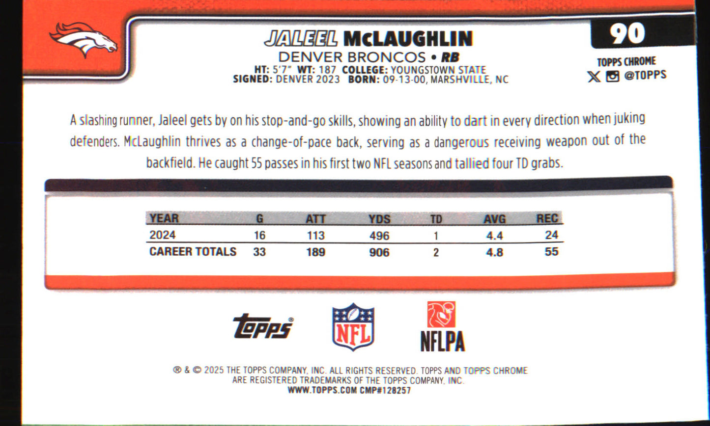 2025 Topps Chrome Pulsar Refractor #90 Jaleel McLaughlin