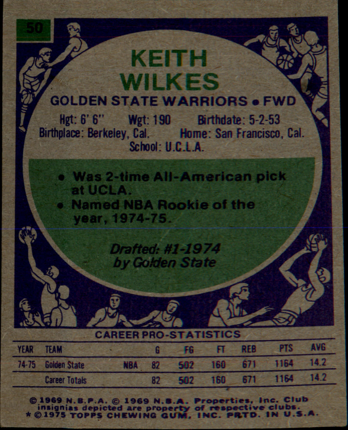 1975-76 Topps #50 Keith Wilkes Rookie Rookie