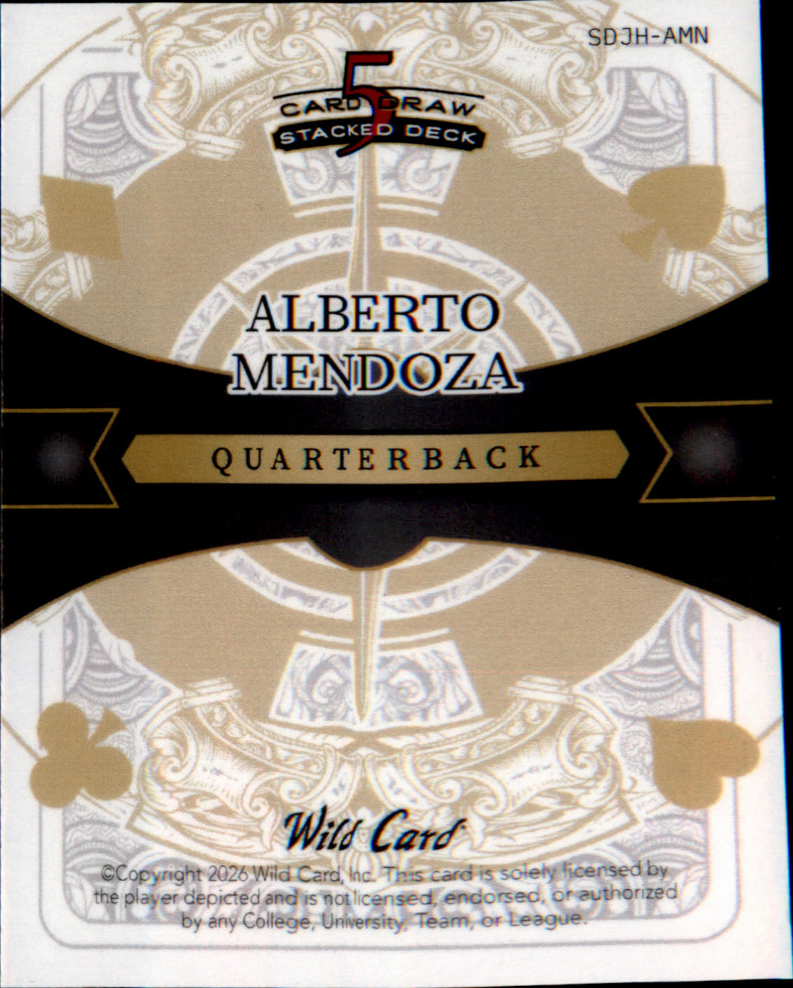 2026 Wild Card 5 Card Draw Stacked Deck - #SDJH-AMN Alberto Mendoza SN #3/5