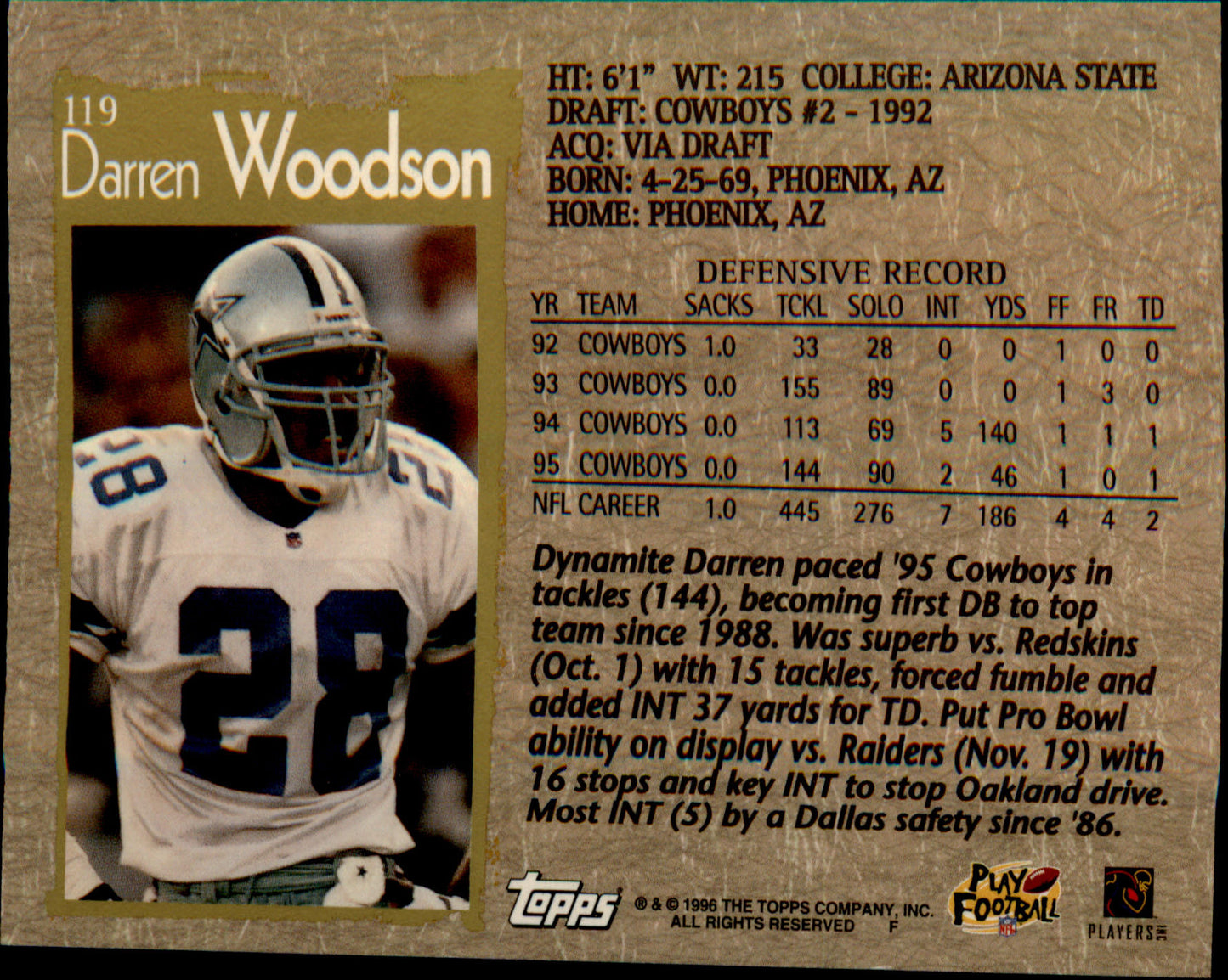 1996 Topps #119 Darren Woodson