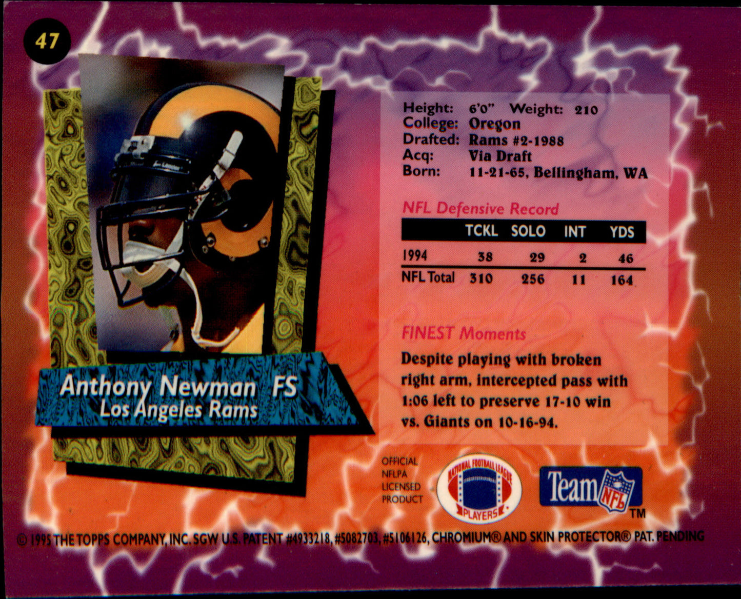 1995 Topps Finest #47 Anthony Newman