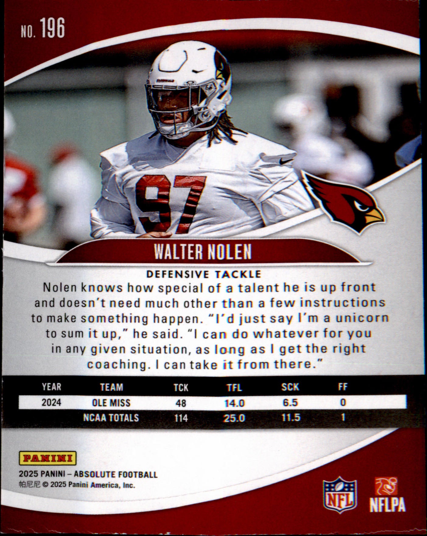 2025 Panini Absolute Countdown & Calendar #196 Walter Nolen Rookie Rookie